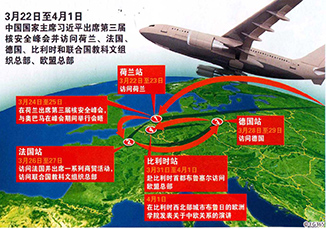 3月22日至4月1日 中国国家主席习近平出席第三届核安全峰会并访问荷兰、法国、德国、比利时和联合国教科文组织总部、欧盟总部