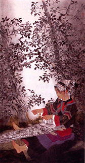 大凉山之织布的阿咪子 136cm×68cm2005年